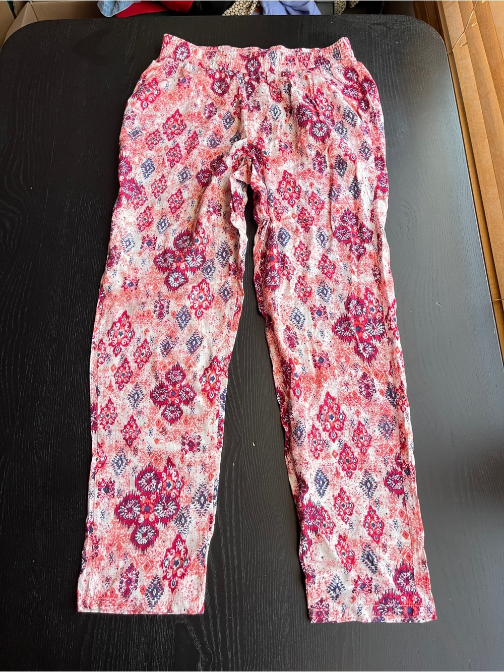 Pink Republic Size M Berry Pink & Blue Bohemian Palazzo Elastic Waist Pants